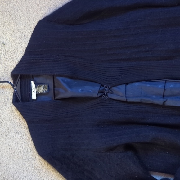 Talk of the Walk Atlantic City Black Angora Fur Long Coat/ Cardigan with Pockets - Picture 3 of 8